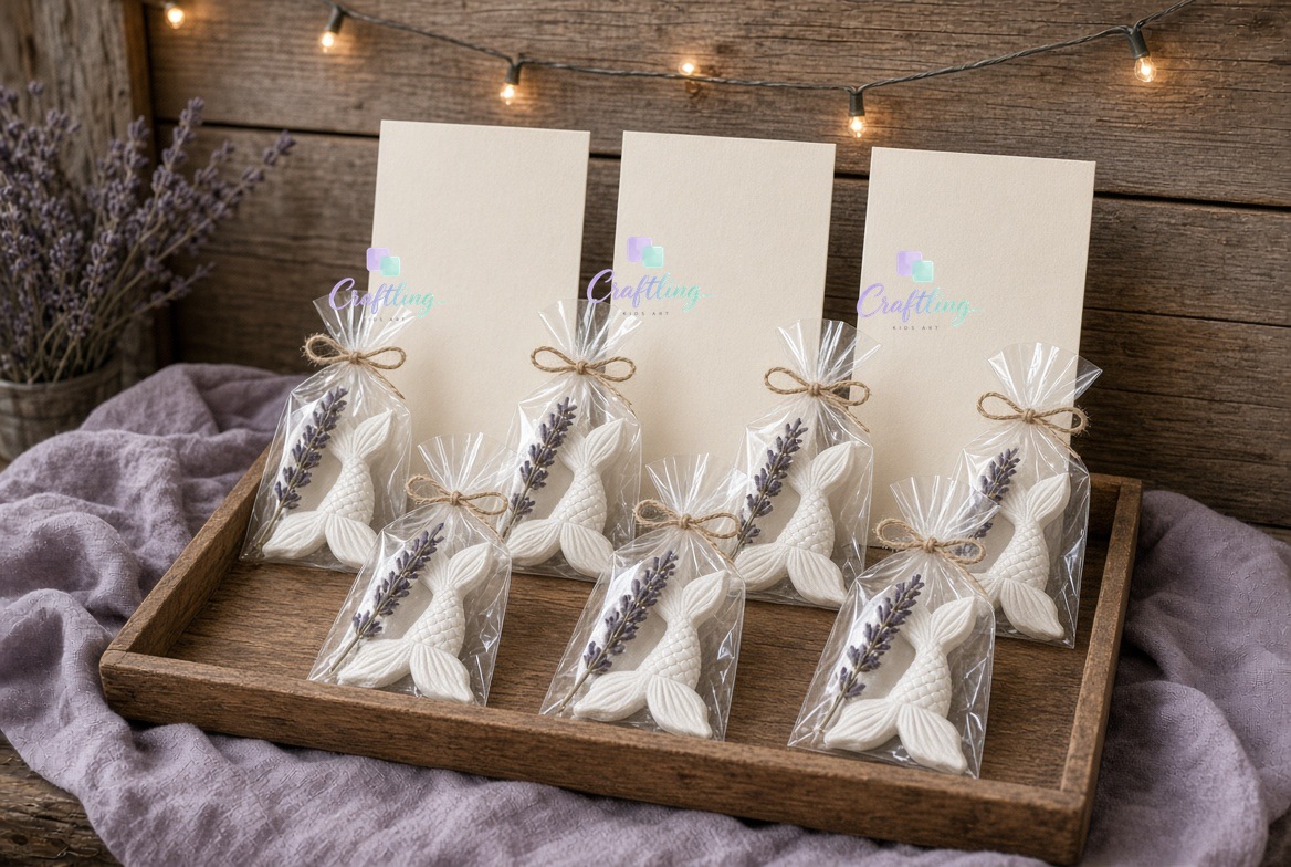 Tray of paint-your-own kits set up for a market or fair